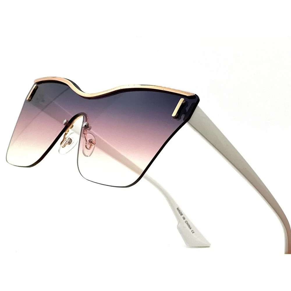 Rimless Sunglasses Women Fashion Oversized Square‎ Gradient Lens Cat Eye Lentes
